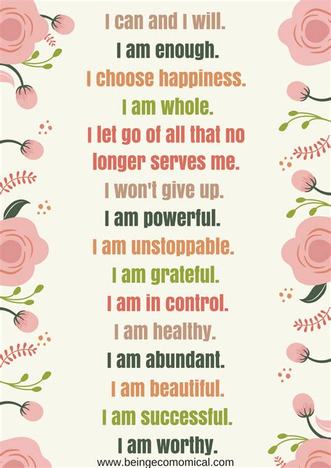positive affirmations   daily  printable positive