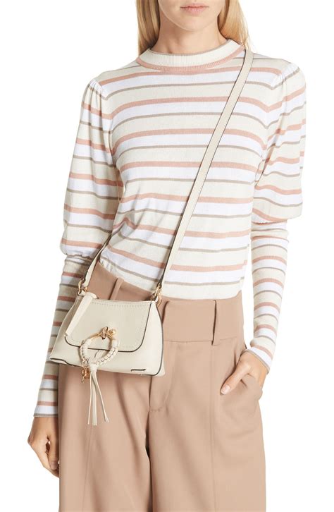 see by chloé see by chloé mini joan leather crossbody bag in natural lyst
