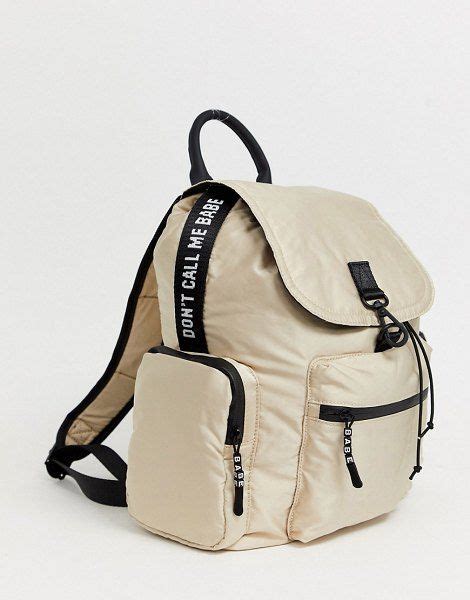 bershka zip detail backpack  beige bershka bag bags backpacks