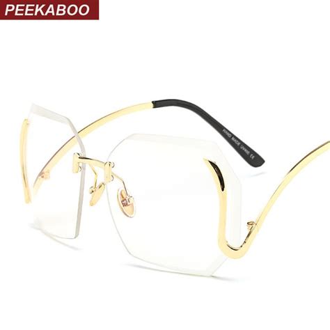 peekaboo vintage clear lens rimless glasses frame for women female