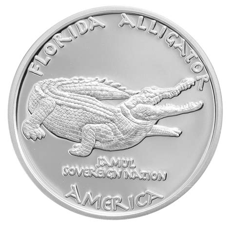 usa  dollar  oz silver proof coin  mint jamul alligator