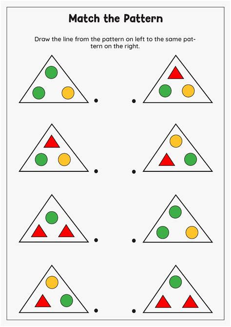 fun  pattern worksheet pattern matching worksheets  preschool
