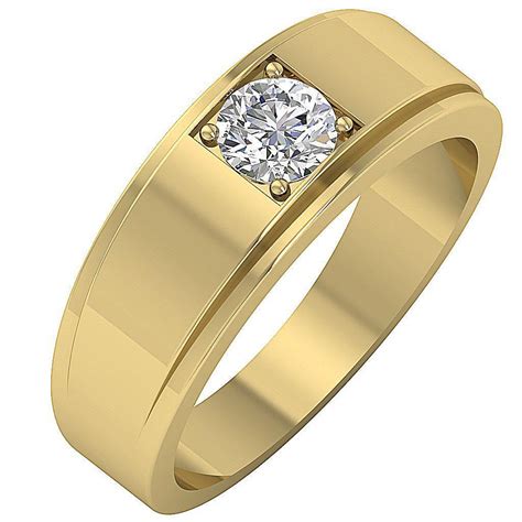 ct  cut diamond mens engagement ring prong set  gold