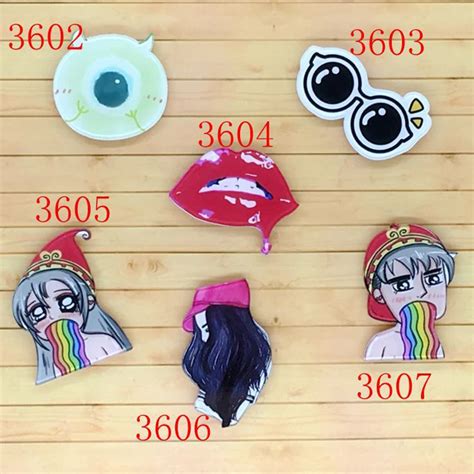 1pc acrylic brooches cartoon funny glasses badges brooches backpack