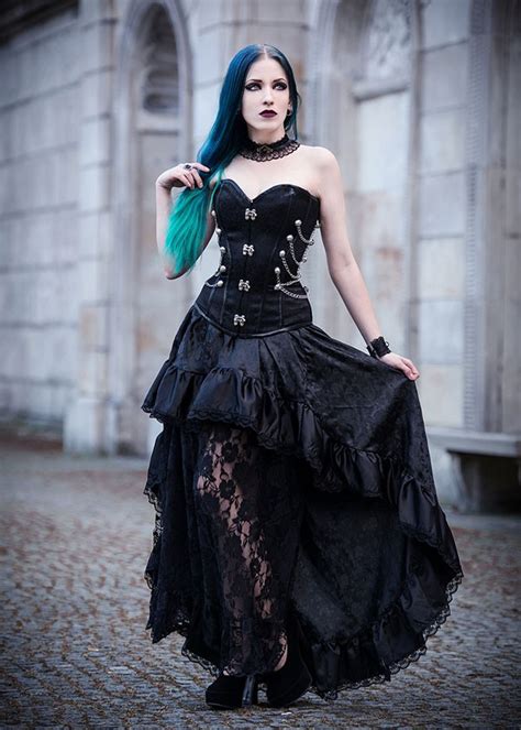Steampunk Style Black Gothic Long Party Dress D1014 D