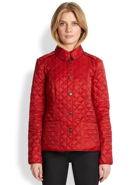 lyst burberry brit kencott quilted jacket  red