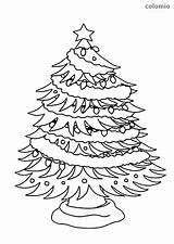 Christmas Tree Coloring Decorated Pages Printable Sheets sketch template