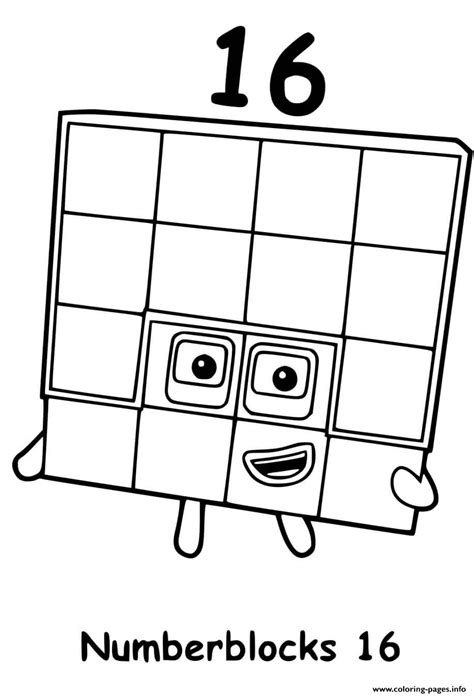 downloading numberblocks  sixteen coloring pages printable