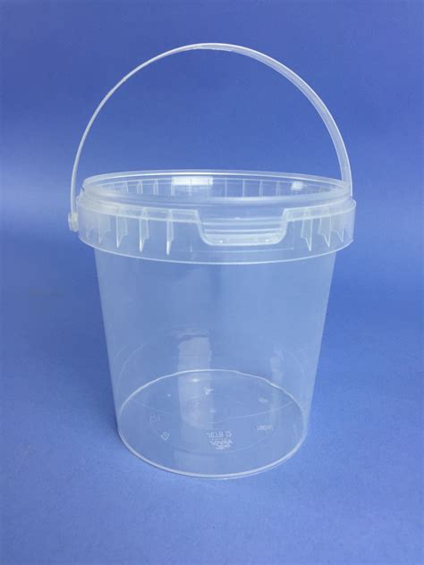 clear  litre bucket  plastic handle tamper evident neck bristol plastics containers