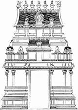 Hindu Gopuram Temples Pyramid Sketch Usf Gopura Gates sketch template