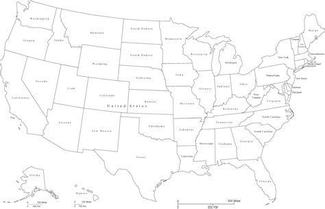 united states black white map  states  state names