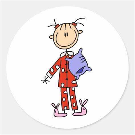 sleep over girl in her pajamas sticker zazzle
