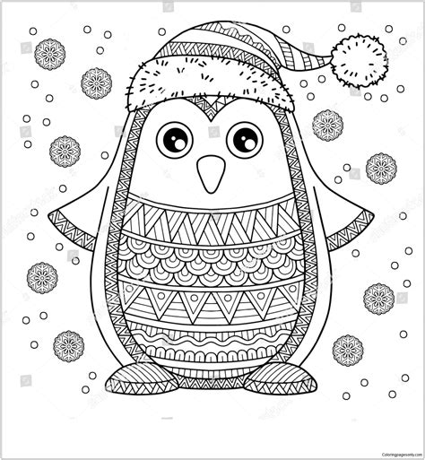 merry christmas jolly penguin coloring page  printable coloring pages