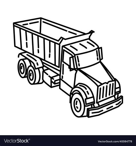 dump truck icon doodle hand drawn  outline vector image