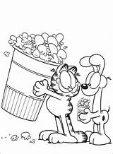 Popcorn Coloring Garfield Friends Pages Colouring Coloringkids Drawing Eat Getdrawings Kernel Kids Movie Machine Book sketch template