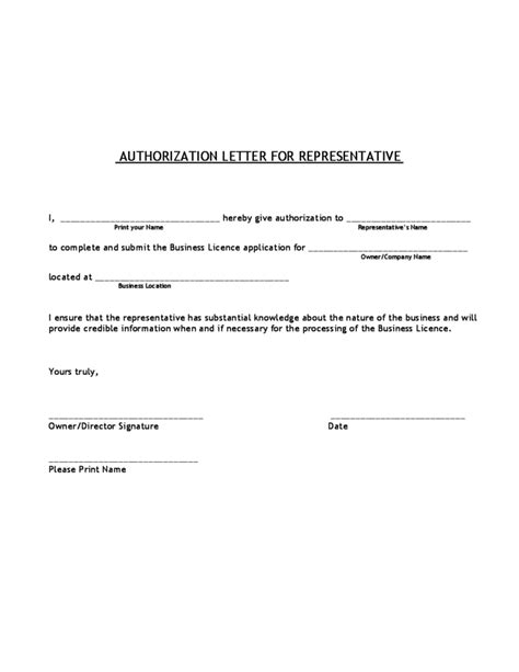 authorization letter  representative