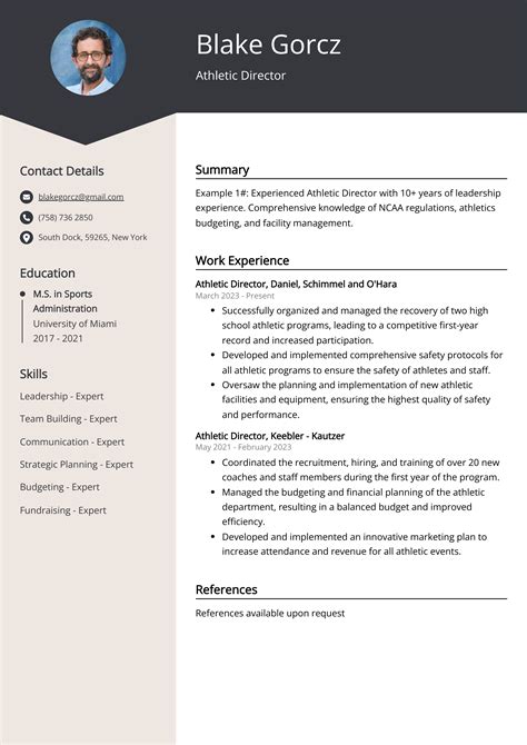 athletic director resume   guide