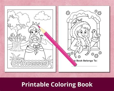 printable princess coloring pages  kids   etsy