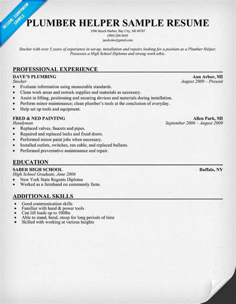 plumbing resume examples sanjranwebfccom