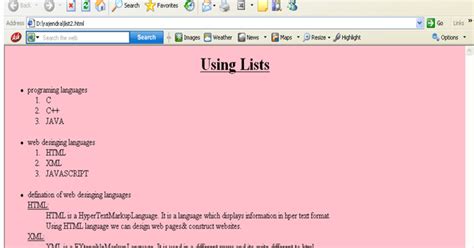 write  html program  nested lists  lists tags computers professor