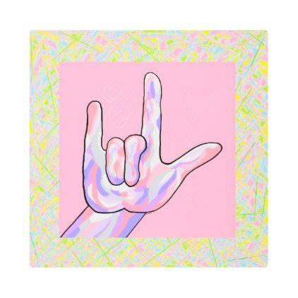 asl  love   pink metal print personalize gift idea special