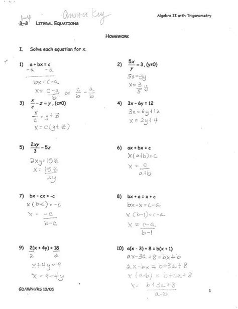 literal equations worksheet infinite algebra  tessshebaylo