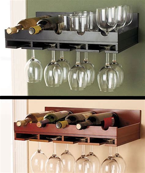 Wooden Wine Rack In Stock Wall Mount Hanging Glass Holder Holds 5