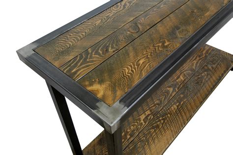 industrial metal  wood entry table  corner furniture bozeman mt