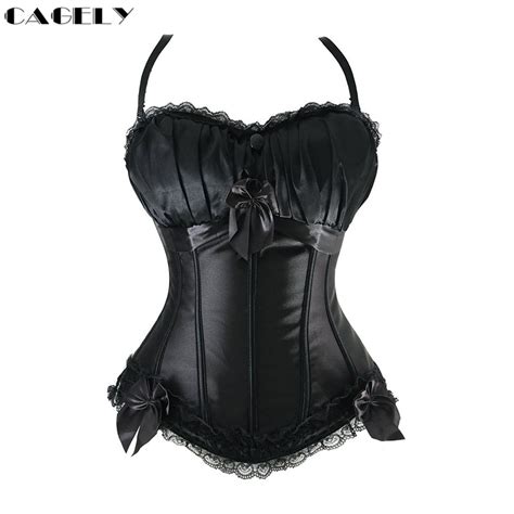 promo offer classic gothic black steampunk corset top satin dobby lace