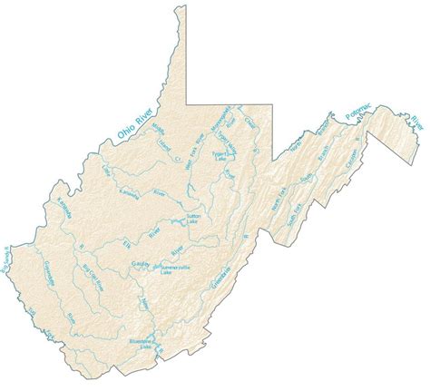 west virginia lakes  rivers map gis geography