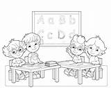 Klas Children Kleurplaat Exercises Kleurplaten Leggono Illustratie Leerlingen Klaslokaal Pupils Esercizi Jonge Geitjes sketch template