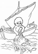 Fisherman Coloring Fishing Fish Catching Pages Kids Nets Drawing Colouring Printable Boat Sheet Clip Camping Drawings Book Bible Boats School sketch template