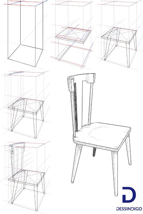 apprendre  dessiner une chaise en respectant la perspective grace  notre tutoriel etape en