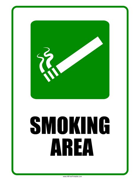smoking area signs printable
