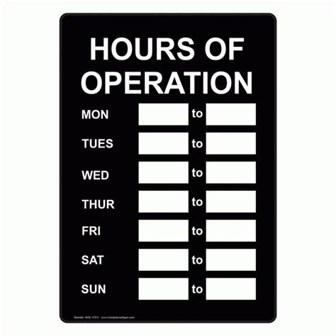 hours  operation template ideas excellent sign  pertaining  hours  operation