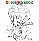 Coloring Parachute Cupid Vector Book Topic Clairev Royalty sketch template