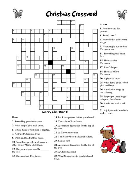printable christmas puzzles  adults printable crossword puzzles