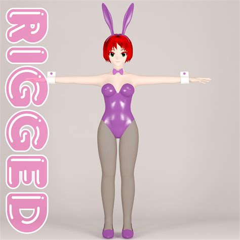 3d T Pose Rigged Model Of Bunny Toon Girl Cgtrader
