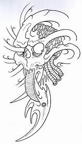 Tattoo Outline Skull Biomechanical Drawing Designs Monkey Tattoos Drawings Dead Stencil Stencils Draw Tattoodaze Getdrawings sketch template