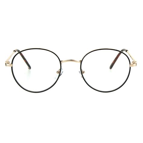 unisex clear lens glasses vintage fashion round oval metal frame
