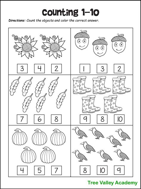 fall math worksheets  kindergarten preschool st grade