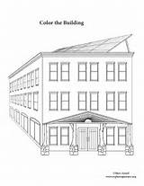 Coloring Building Solar sketch template