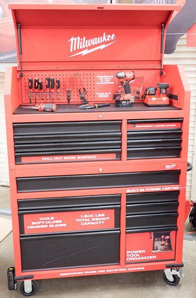 milwaukee now has a tool box small yet seems functional built in power strip good looking