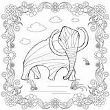 Mammoth Antistress Monochrome sketch template
