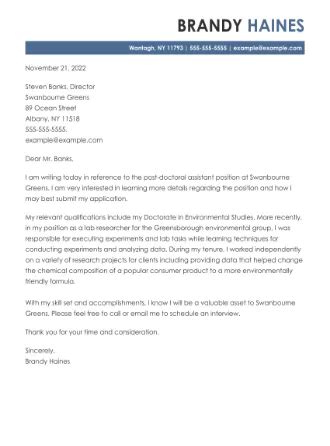 cover letter examples samples templates