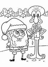Spongebob Coloring Christmas Squidward Print Color Netart sketch template