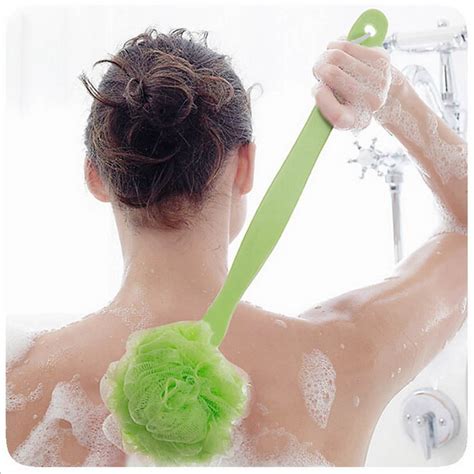 Bath Sponge With Plastic Handle Shower Loofah Brush Back Cleaning