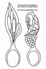 Carving Patterns Wood Spoon Spoons Pattern Welsh Plans Cat Printable Grape Tail Cattails Templates Carved Burning Woodworking Lsirish Woodcarving Project sketch template