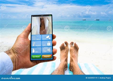 Security Cctv Cameras On Beach Stock Image Image Of Person Relax