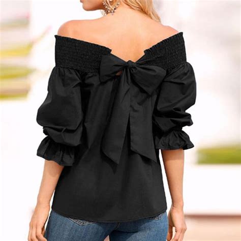 Sexy Off Shoulder Bowknot Blouse Spring Summer Strapless Women Tops